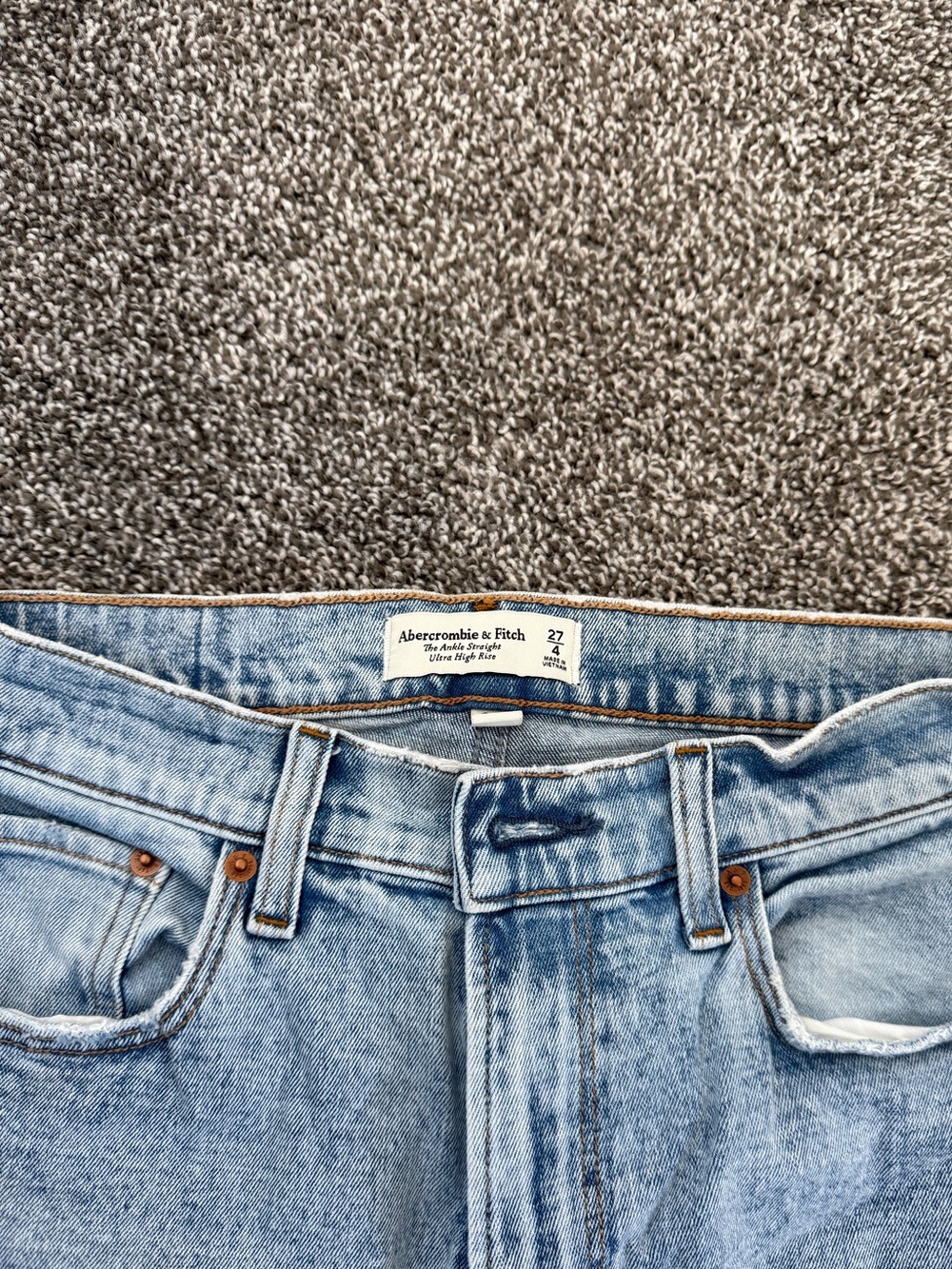 Abercrombie & Fitch Light Blue Ankle Straight Ultra High Rise Jeans